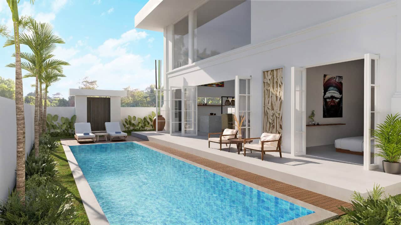 MODERN 2 BEDROOM VILLA WITH LARGE POOL FOR SALE LEASEHOLD IN UBUD BE-1043 